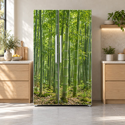 Bamboo Grove fridge wrap on a side-by-side refrigerator