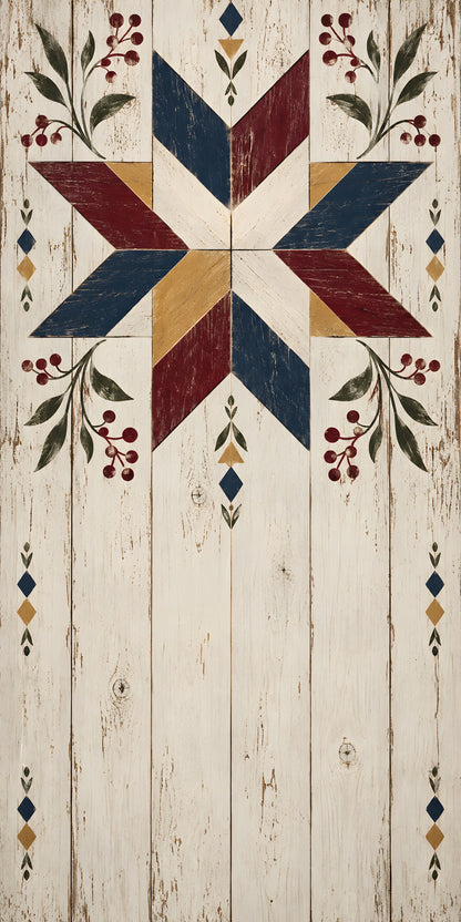 Barn Quilt Star fridge wrap full design