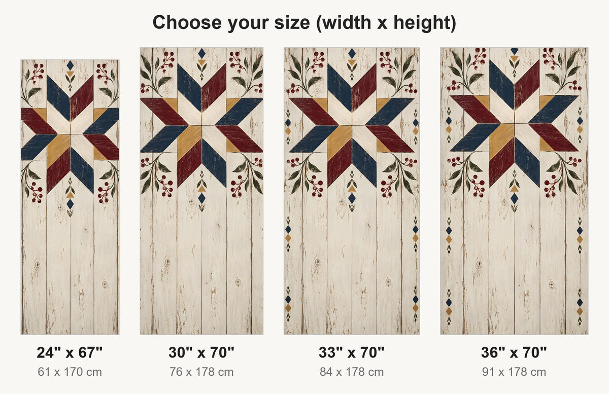 Barn Quilt Star fridge wrap available sizes 24, 30, 33 and 36 inch