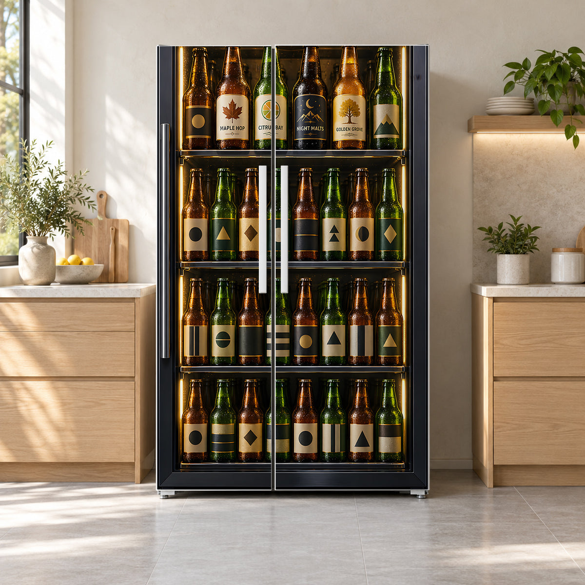 Beer Cooler Glass Door fridge wrap on a side-by-side refrigerator