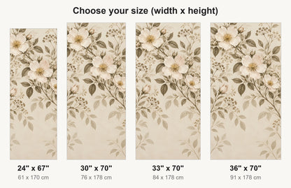 Beige Neutral Floral fridge wrap available sizes 24, 30, 33 and 36 inch