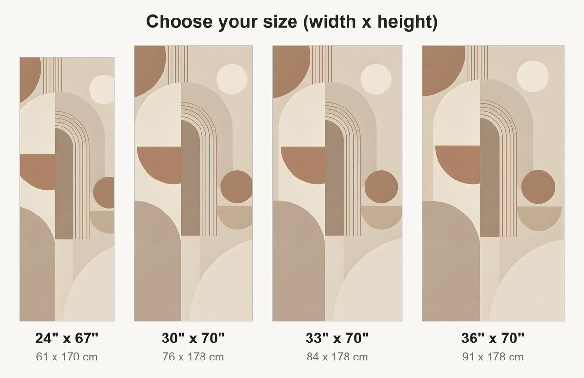 Beige Scandi Geometric fridge wrap available sizes 24, 30, 33 and 36 inch