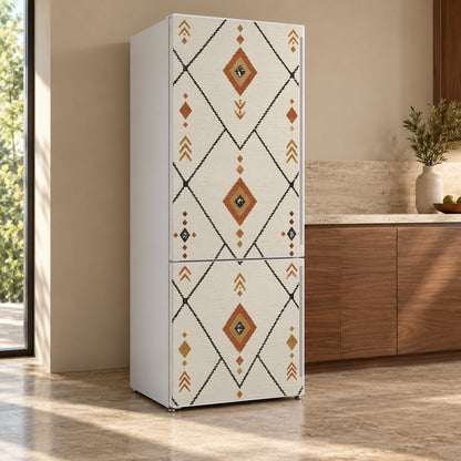 Berber Rug Pattern fridge wrap, refrigerator shown at an angle