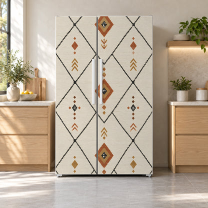 Berber Rug Pattern fridge wrap on a side-by-side refrigerator