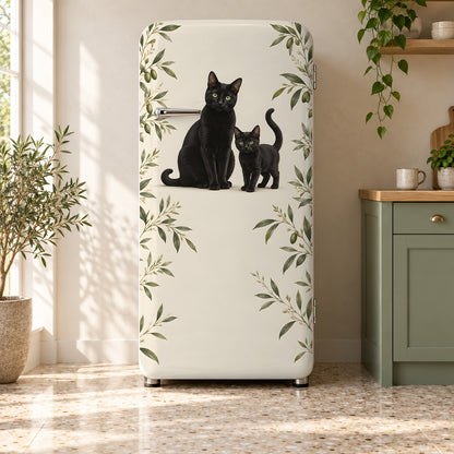 Black Cats fridge wrap on a retro refrigerator