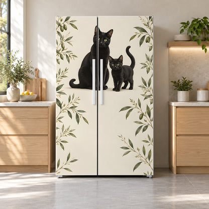 Black Cats fridge wrap on a side-by-side refrigerator