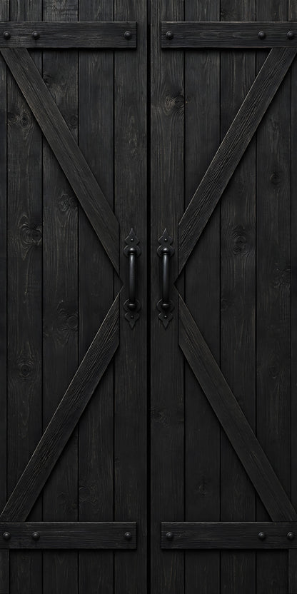 Black Farmhouse Doors fridge wrap full design