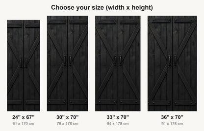 Black Farmhouse Doors fridge wrap available sizes 24, 30, 33 and 36 inch