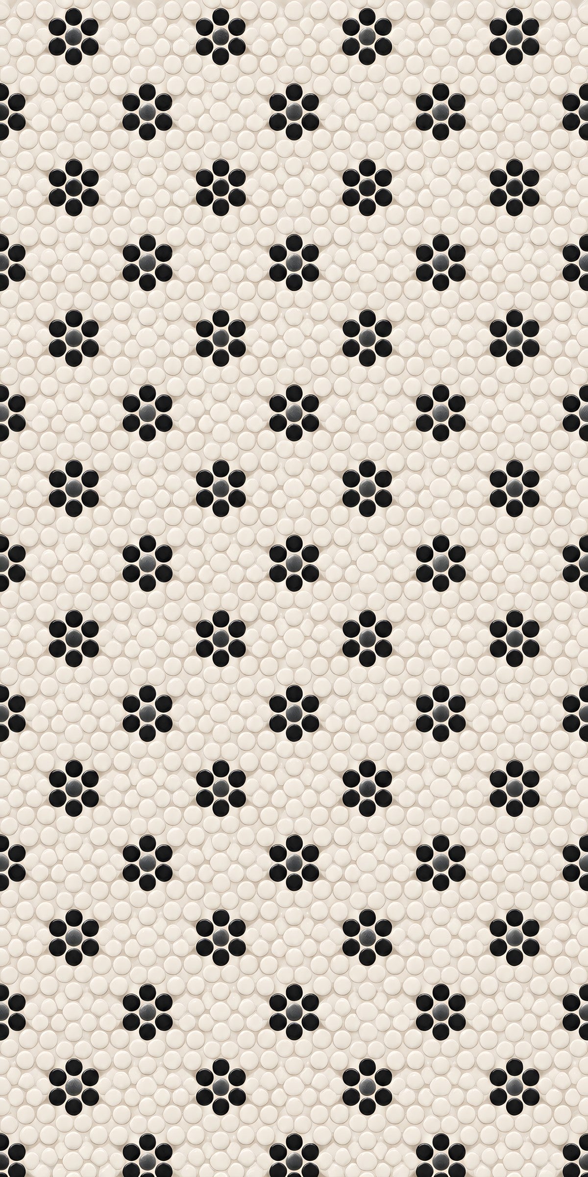 Black Flower Penny Tile fridge wrap full design