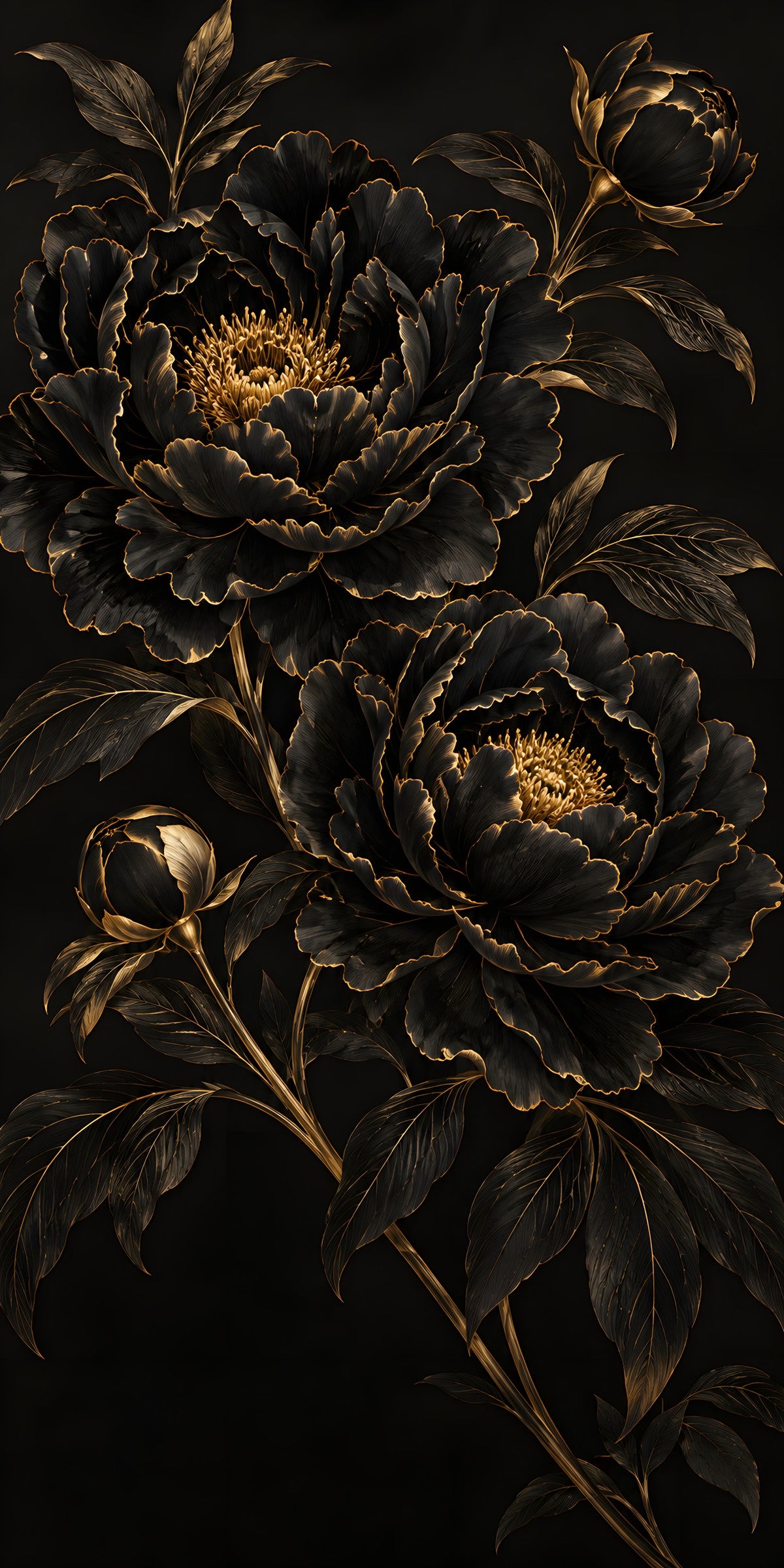 Black & Gold Floral fridge wrap full design