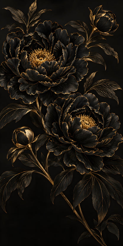 Black & Gold Floral fridge wrap full design