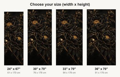 Black & Gold Floral fridge wrap available sizes 24, 30, 33 and 36 inch