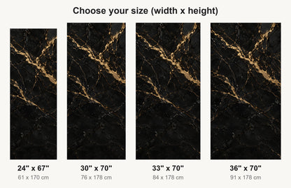 Black & Gold Marble fridge wrap available sizes 24, 30, 33 and 36 inch