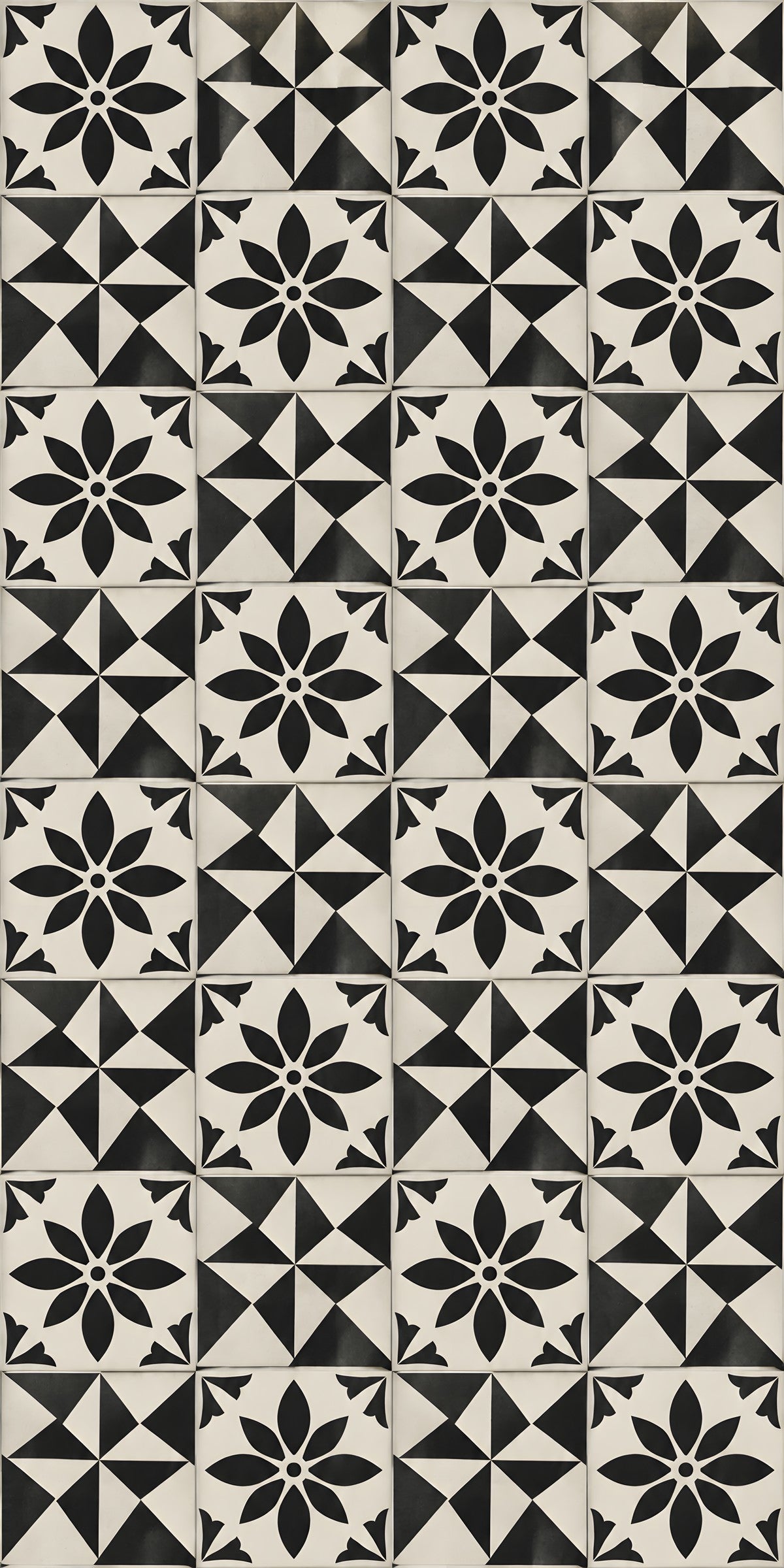 Black & White Cement Tiles fridge wrap full design