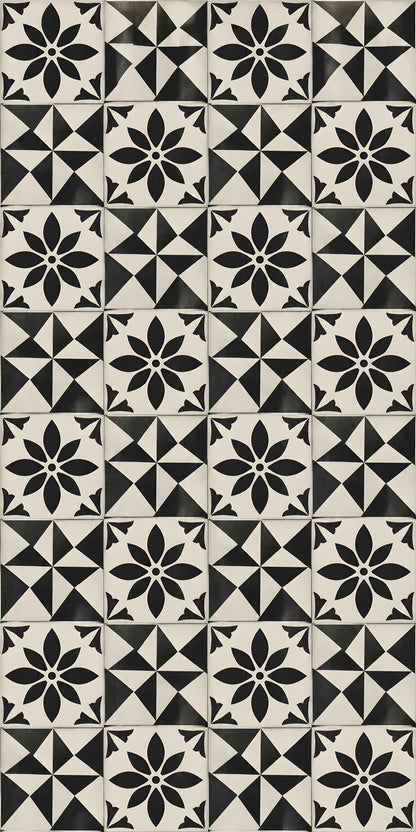 Black & White Cement Tiles fridge wrap full design