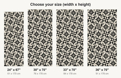Black & White Cement Tiles fridge wrap available sizes 24, 30, 33 and 36 inch