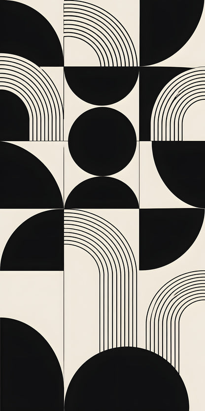 Black & White Geometric fridge wrap full design