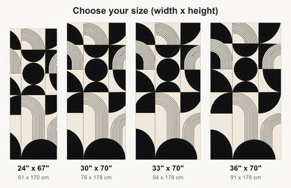 Black & White Geometric fridge wrap available sizes 24, 30, 33 and 36 inch