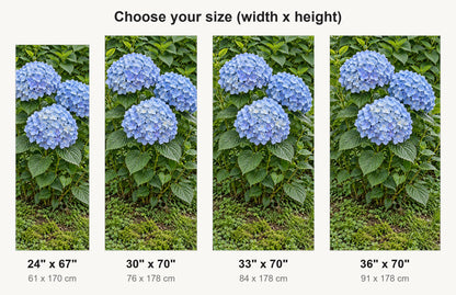 Blue Hydrangea fridge wrap available sizes 24, 30, 33 and 36 inch