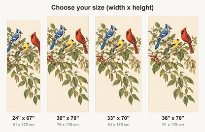 Blue Jay, Cardinal & Goldfinch fridge wrap available sizes 24, 30, 33 and 36 inch