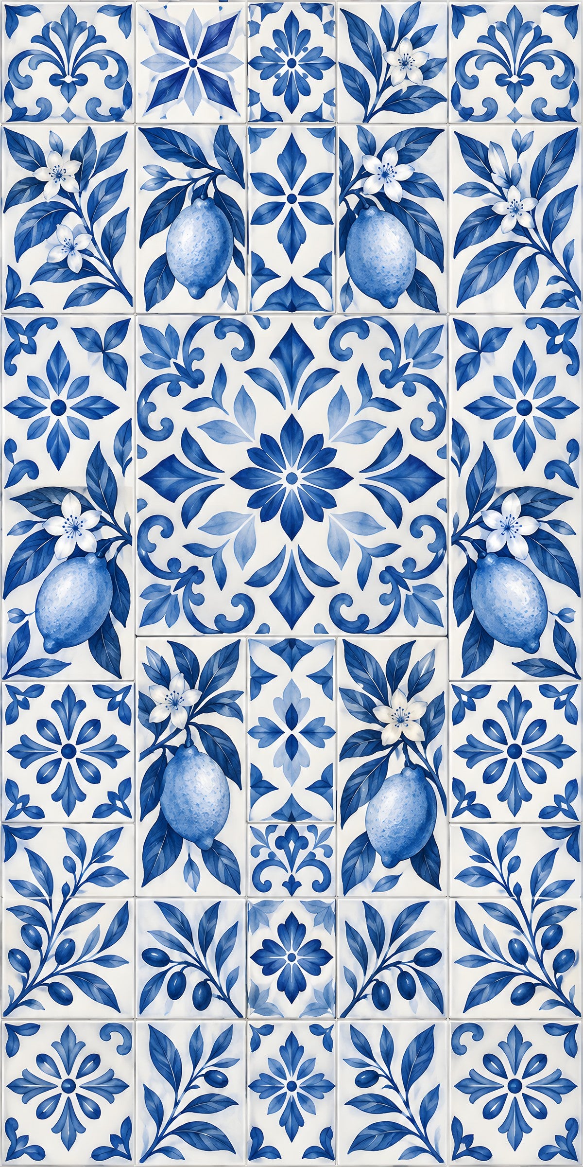 Blue Lemon Tiles fridge wrap full design