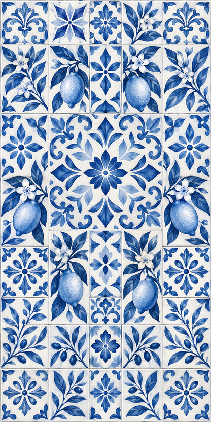 Blue Lemon Tiles fridge wrap full design