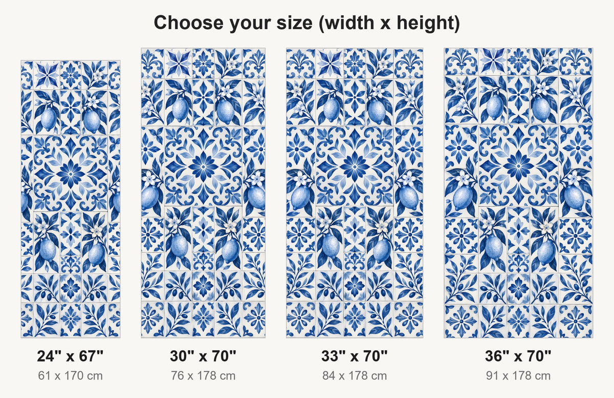 Blue Lemon Tiles fridge wrap available sizes 24, 30, 33 and 36 inch