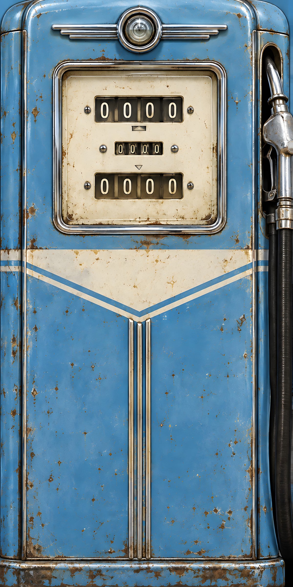 Blue Vintage Gas Pump fridge wrap full design