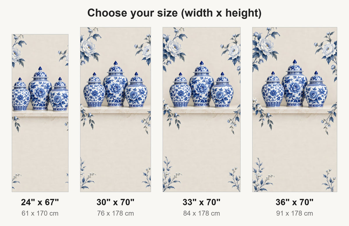 Blue & White Ginger Jars fridge wrap available sizes 24, 30, 33 and 36 inch