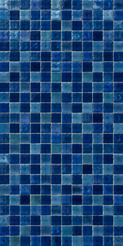Blue Zellige Tiles fridge wrap full design