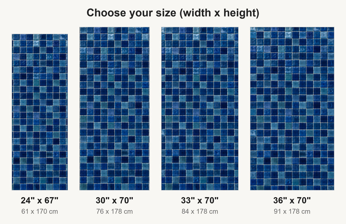 Blue Zellige Tiles fridge wrap available sizes 24, 30, 33 and 36 inch