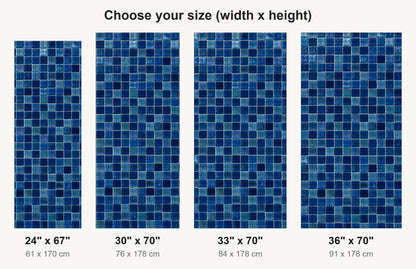 Blue Zellige Tiles fridge wrap available sizes 24, 30, 33 and 36 inch