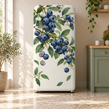 Blueberries fridge wrap on a retro refrigerator