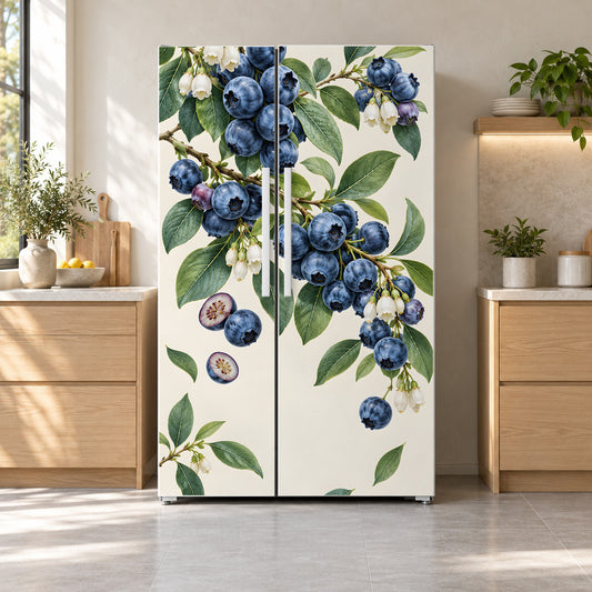 Blueberries fridge wrap on a side-by-side refrigerator