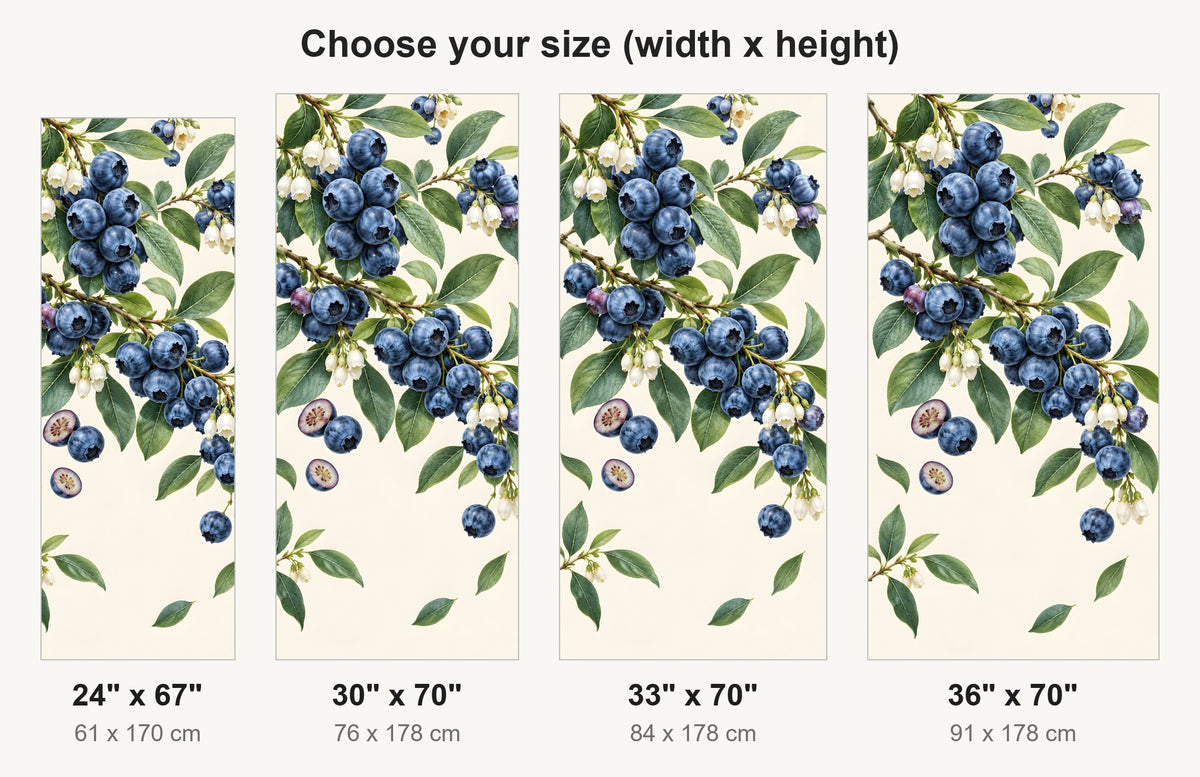 Blueberries fridge wrap available sizes 24, 30, 33 and 36 inch