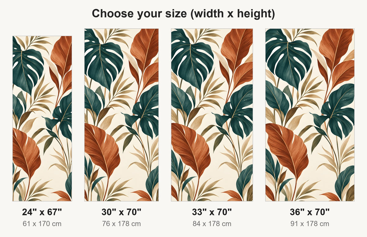 Boho Leaves Terracotta & Teal fridge wrap available sizes 24, 30, 33 and 36 inch
