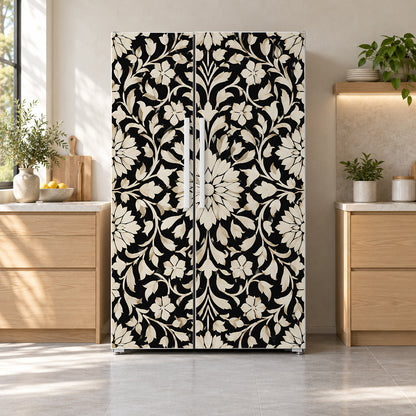 Bone Inlay Pattern fridge wrap on a side-by-side refrigerator