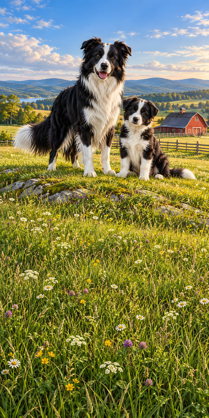 Border Collies fridge wrap full design