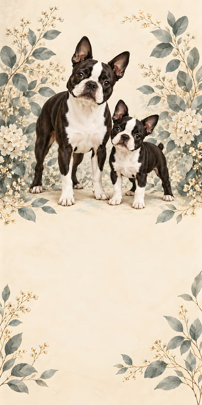 Boston Terriers fridge wrap full design