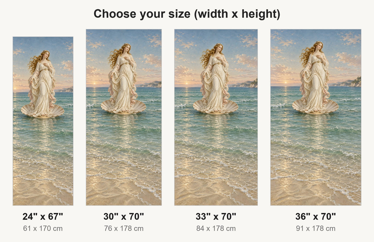 Botticelli Inspired Venus fridge wrap available sizes 24, 30, 33 and 36 inch