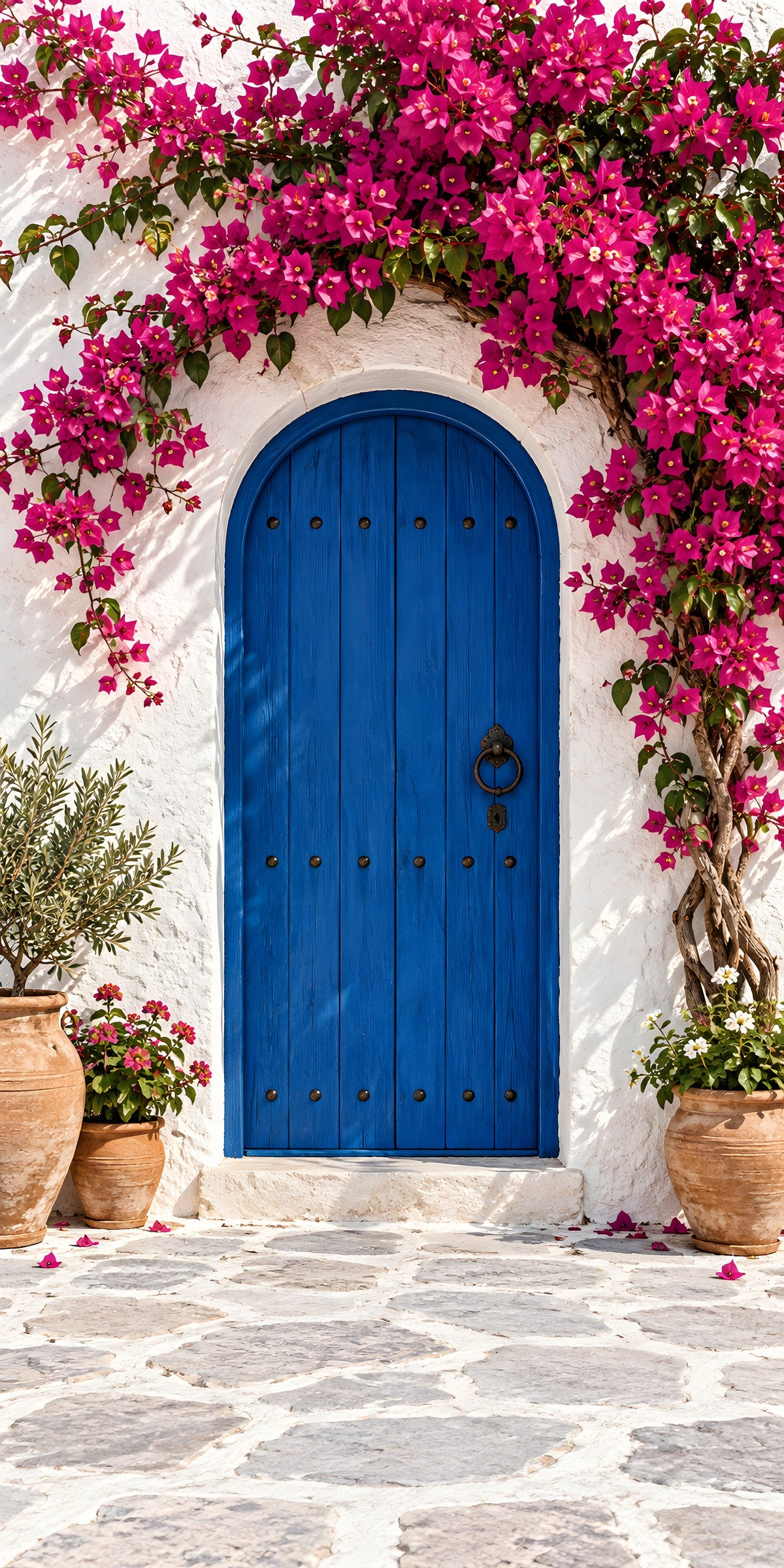 Bougainvillea Mediterranean Wall fridge wrap full design