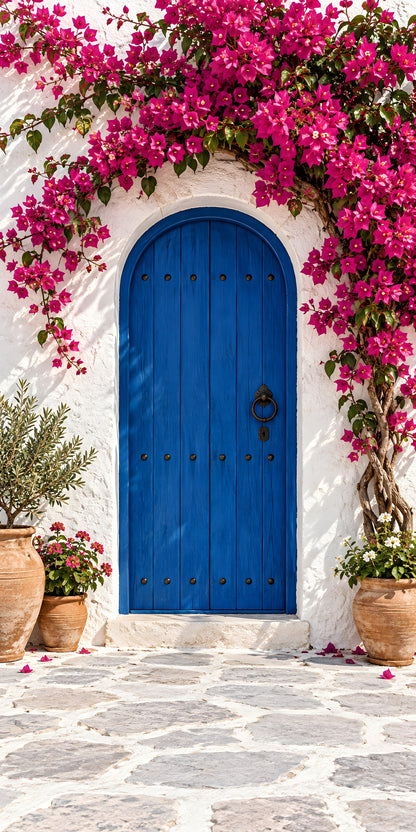 Bougainvillea Mediterranean Wall fridge wrap full design