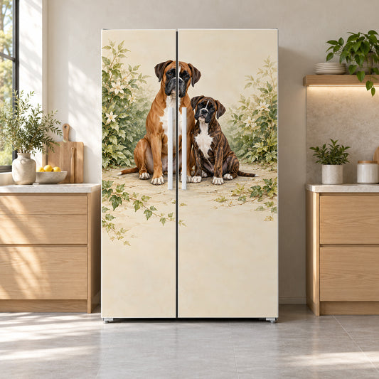 Boxers fridge wrap on a side-by-side refrigerator