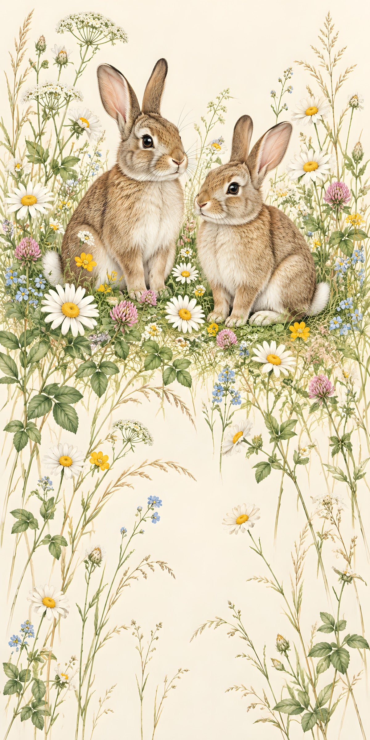 Bunnies in Wildflowers fridge wrap full design