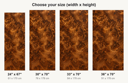 Burl Wood fridge wrap available sizes 24, 30, 33 and 36 inch