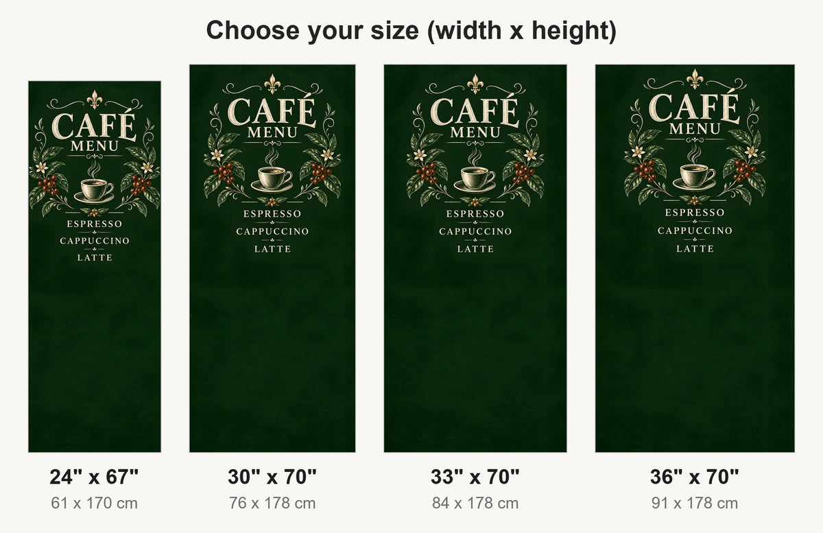 Cafe Menu Board fridge wrap available sizes 24, 30, 33 and 36 inch