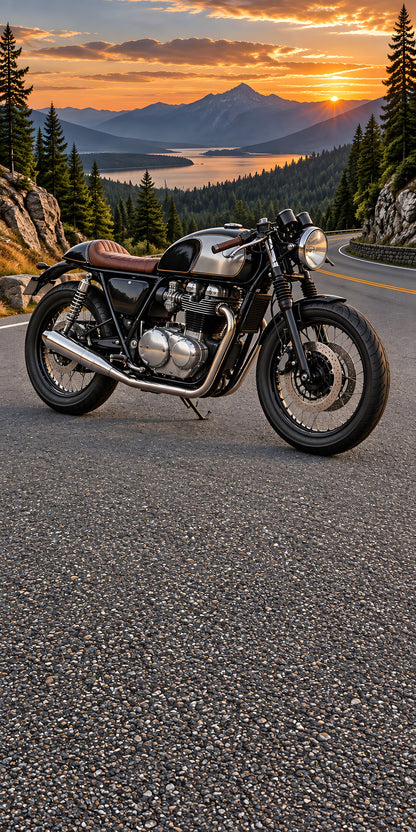 Cafe Racer Motorcycle fridge wrap full design
