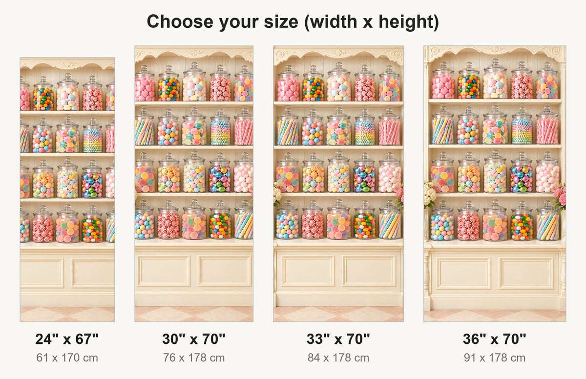 Candy Shop Jars fridge wrap available sizes 24, 30, 33 and 36 inch