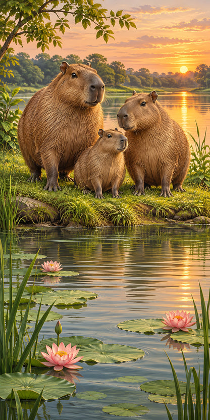 Capybaras fridge wrap full design