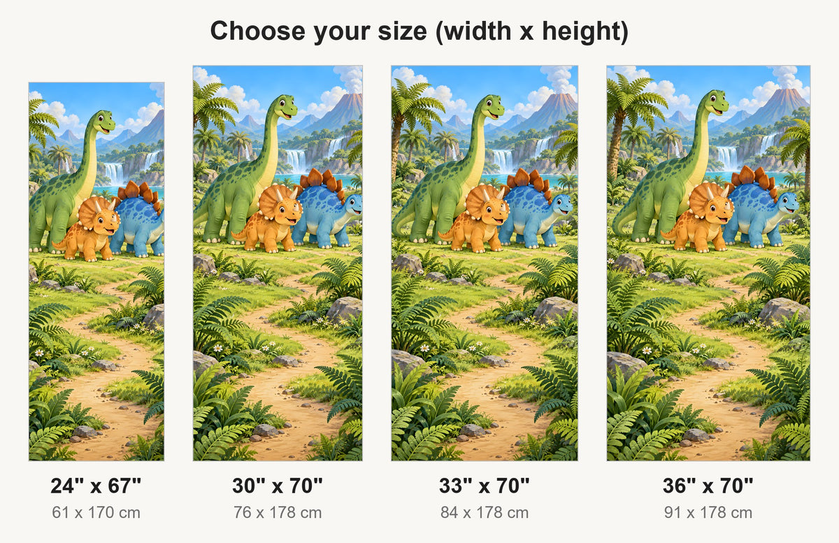Cartoon Dinosaurs fridge wrap available sizes 24, 30, 33 and 36 inch